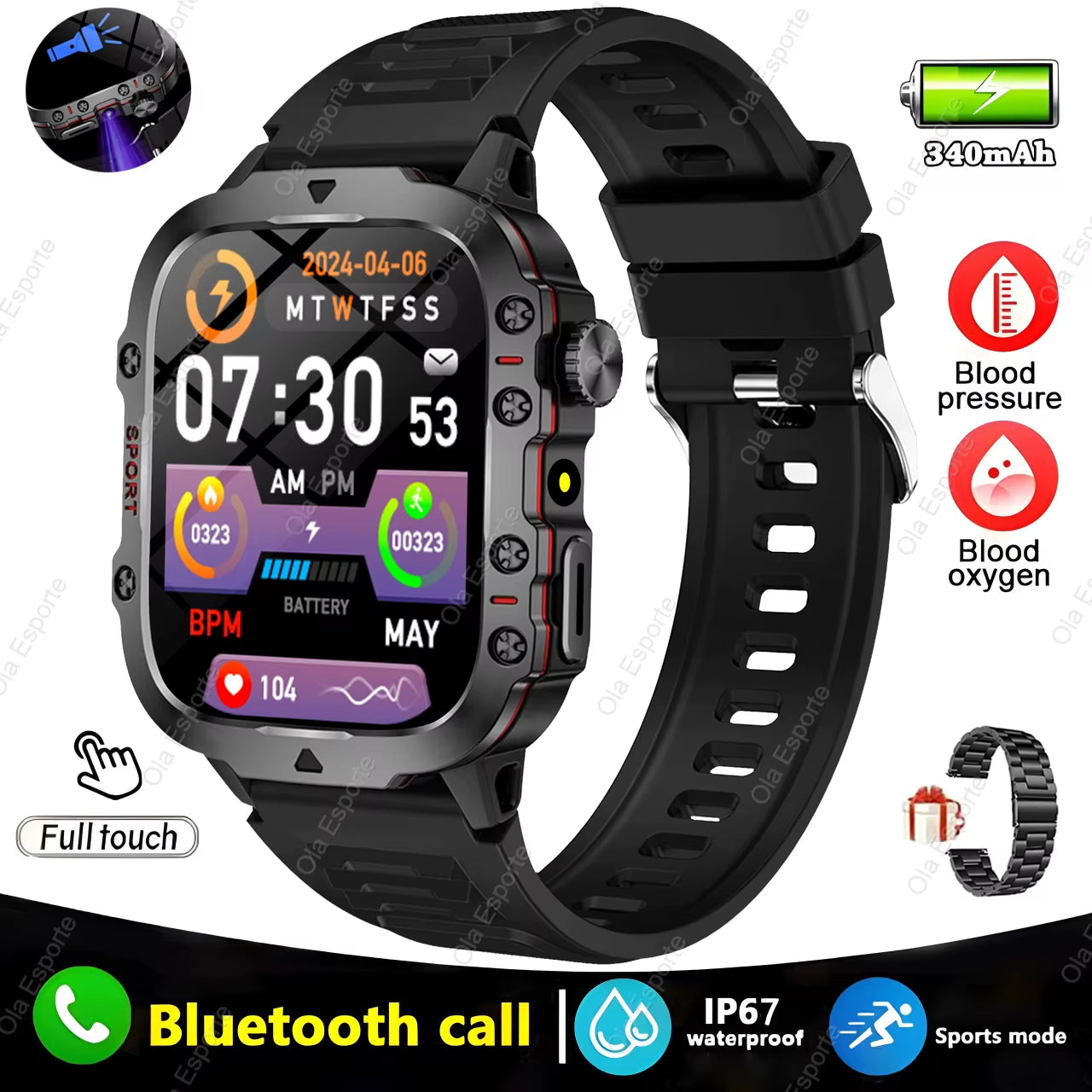Men's Smartwatch with Bluetooth Calling, Fitness Tracking, and IP68 Waterproofing - Compatible with Android and iOS - 2025 Model