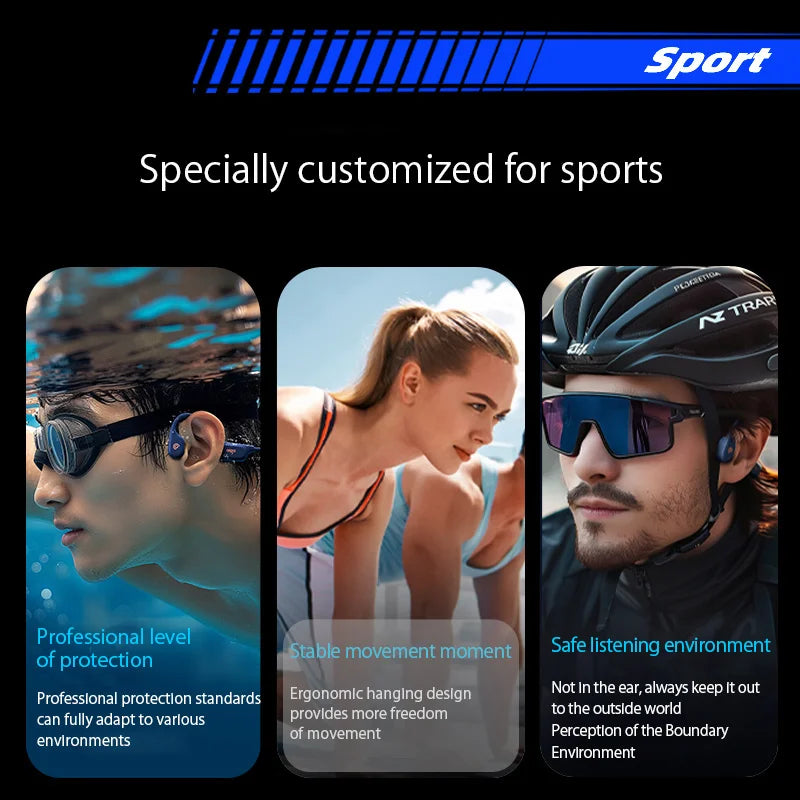 GS06 Swimming Earphone Professional Waterproof IP68 Wireless Open Wearable BT 5.4 32GB MP3 Sport Bone Conduction Headphone