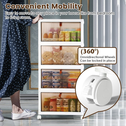 4Pc Foldable Storage Bins With Lid Front Magnetic Door Collapsible