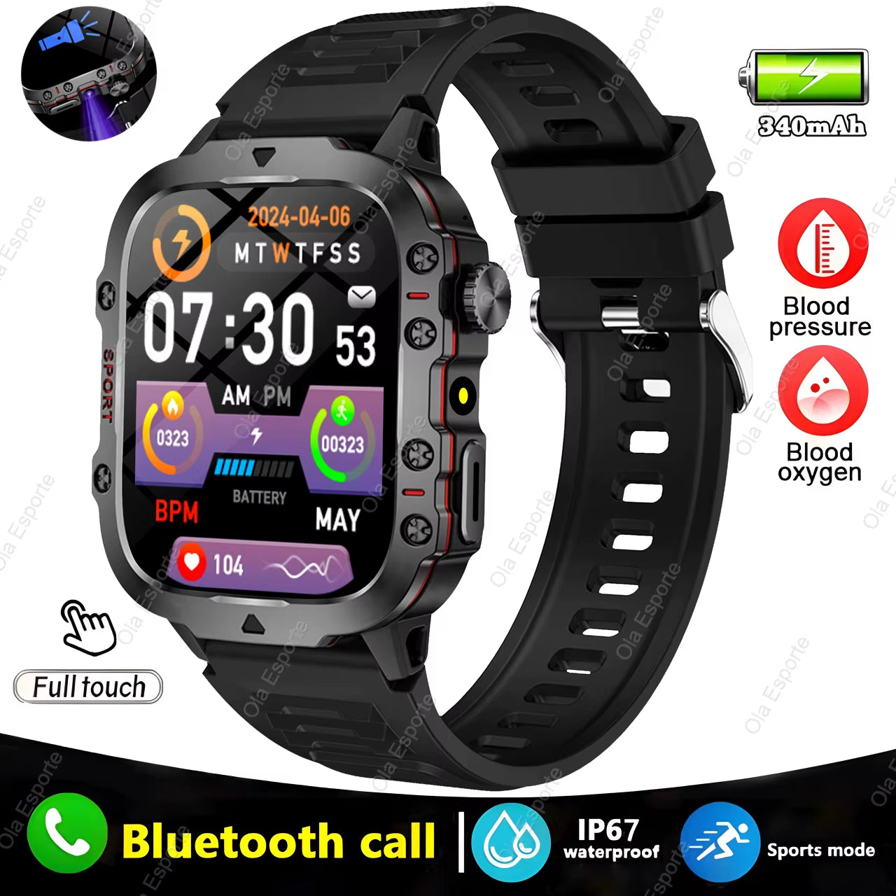 Men's Smartwatch with Bluetooth Calling, Fitness Tracking, and IP68 Waterproofing - Compatible with Android and iOS - 2025 Model