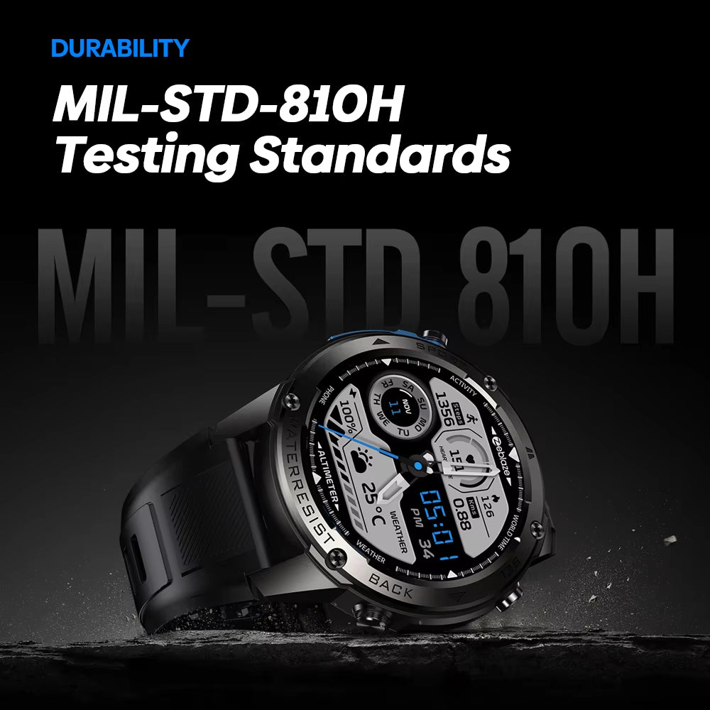 Zeblaze Stratos 2 Ultra GPS Smartwatch with Built-In Compass, Barometric Altimeter, Dual-Band GNSS, Voice Calling, and 10 ATM Water Resistance