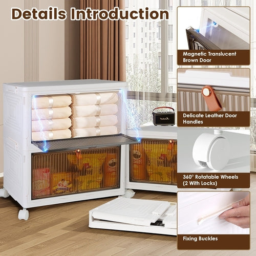 4Pc Foldable Storage Bins With Lid Front Magnetic Door Collapsible