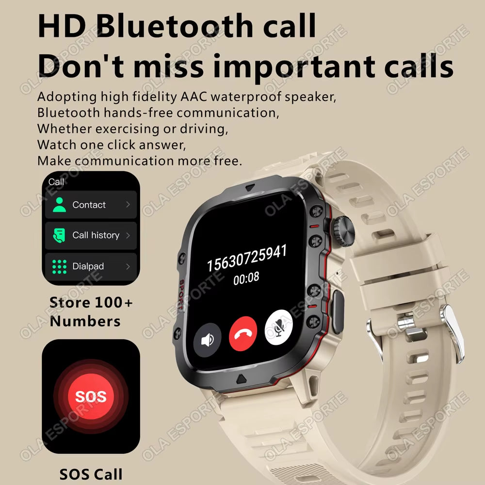 Men's Smartwatch with Bluetooth Calling, Fitness Tracking, and IP68 Waterproofing - Compatible with Android and iOS - 2025 Model