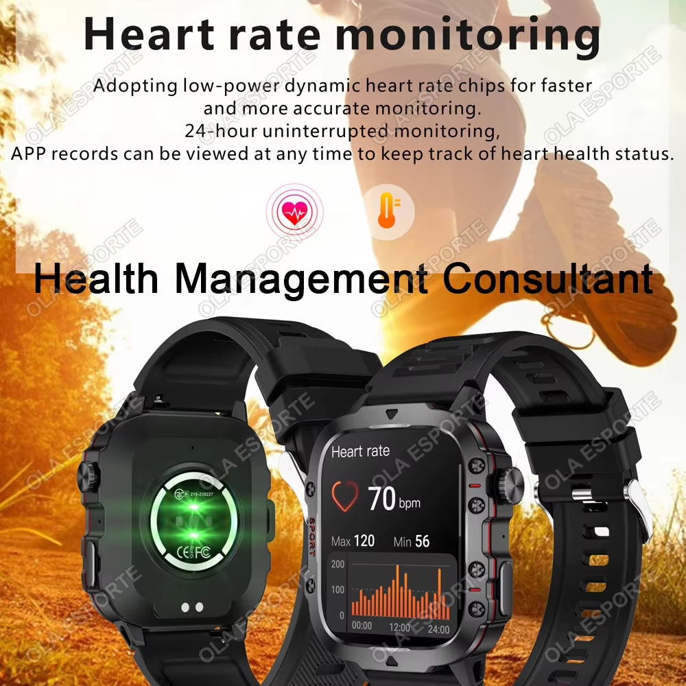 Men's Smartwatch with Bluetooth Calling, Fitness Tracking, and IP68 Waterproofing - Compatible with Android and iOS - 2025 Model