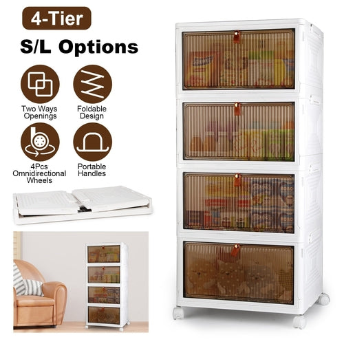 4Pc Foldable Storage Bins With Lid Front Magnetic Door Collapsible
