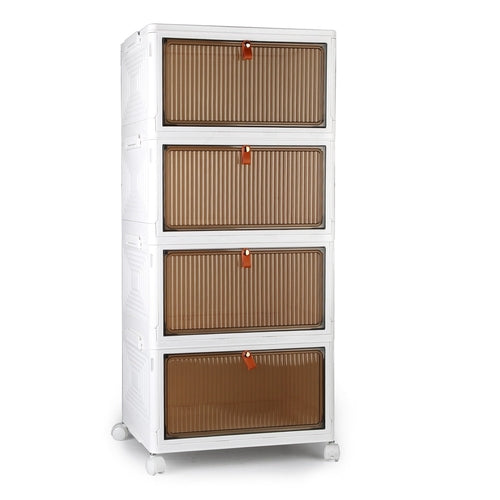 4Pc Foldable Storage Bins With Lid Front Magnetic Door Collapsible