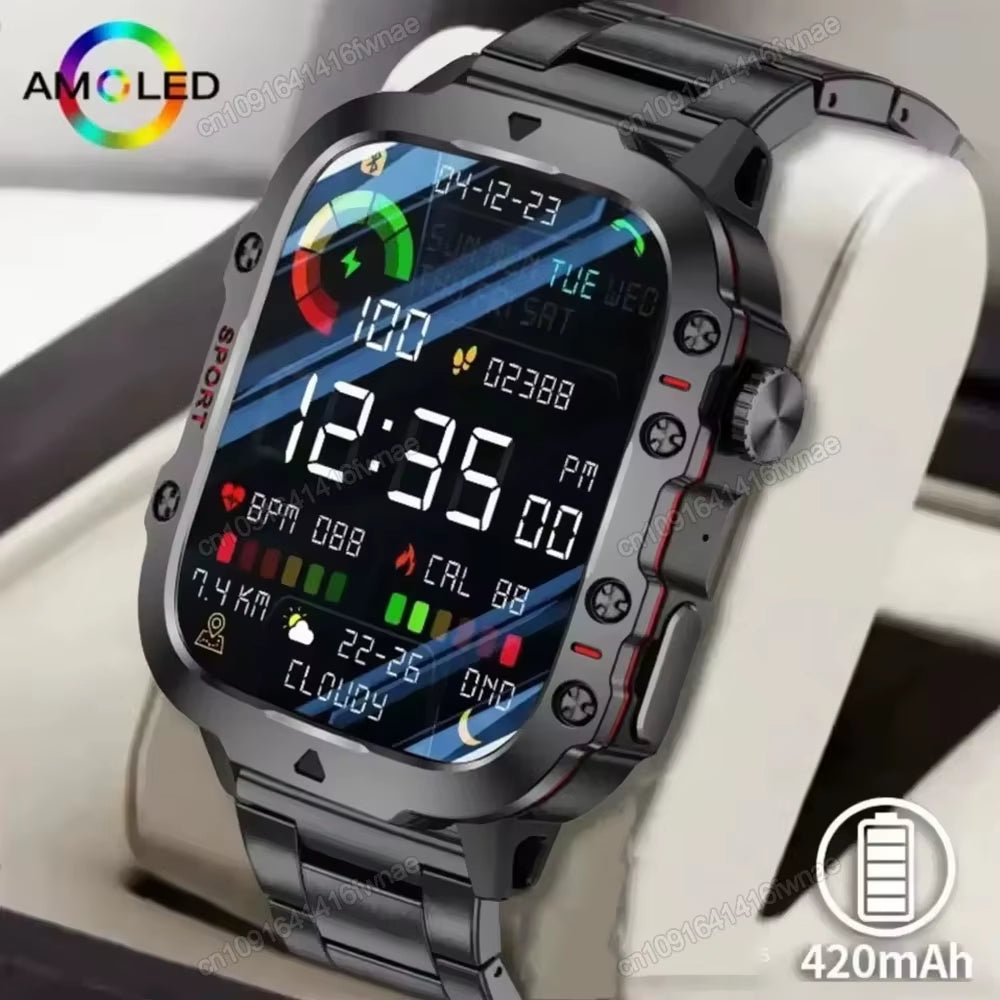 Men's Smartwatch with Bluetooth Calling, Fitness Tracking, and IP68 Waterproofing - Compatible with Android and iOS - 2025 Model
