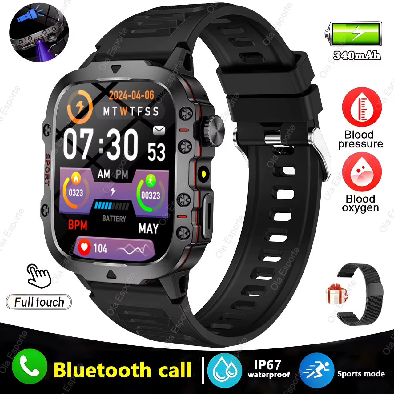 Men's Smartwatch with Bluetooth Calling, Fitness Tracking, and IP68 Waterproofing - Compatible with Android and iOS - 2025 Model