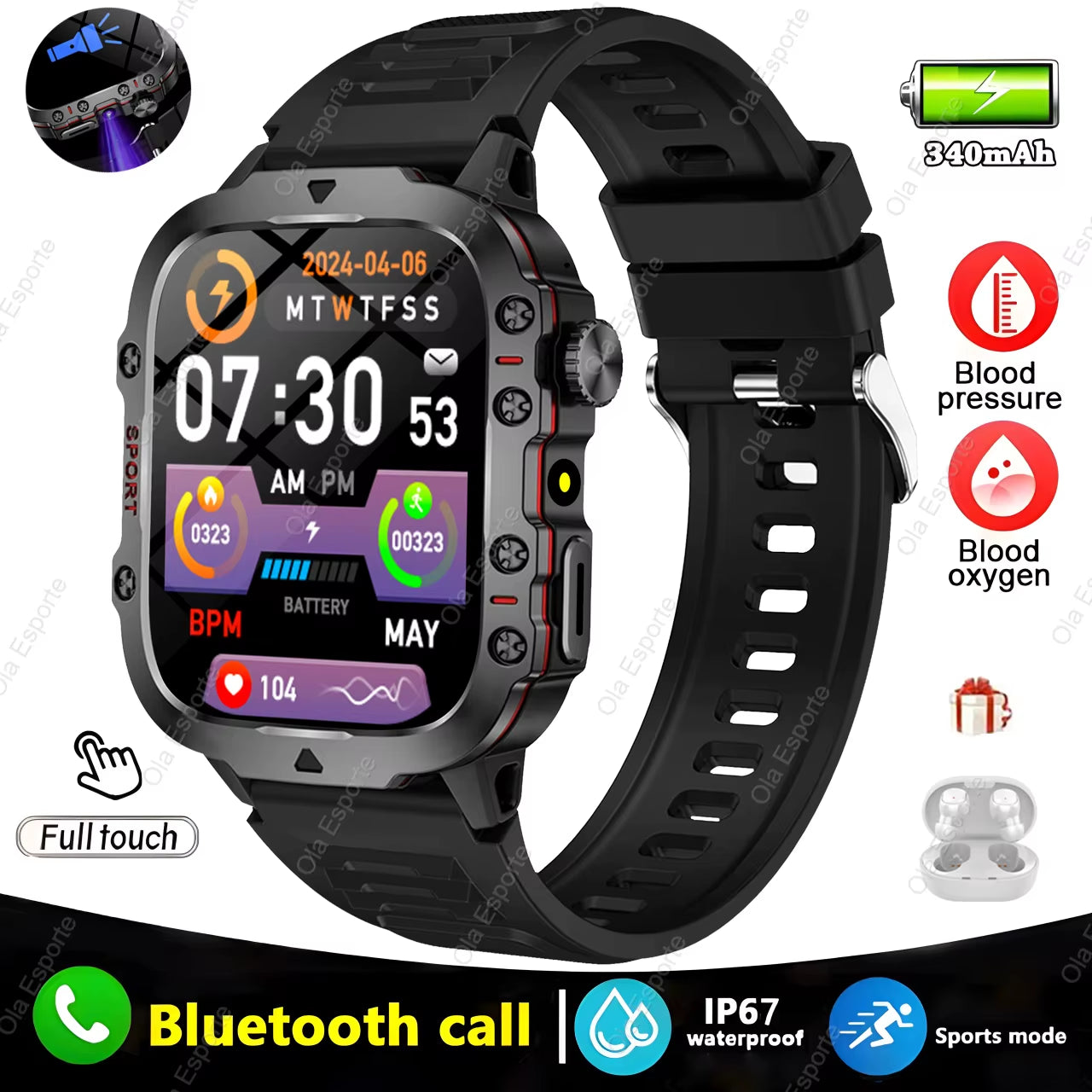 Men's Smartwatch with Bluetooth Calling, Fitness Tracking, and IP68 Waterproofing - Compatible with Android and iOS - 2025 Model
