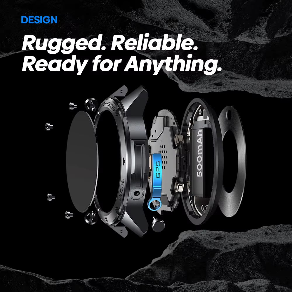 Zeblaze Stratos 2 Ultra GPS Smartwatch with Built-In Compass, Barometric Altimeter, Dual-Band GNSS, Voice Calling, and 10 ATM Water Resistance
